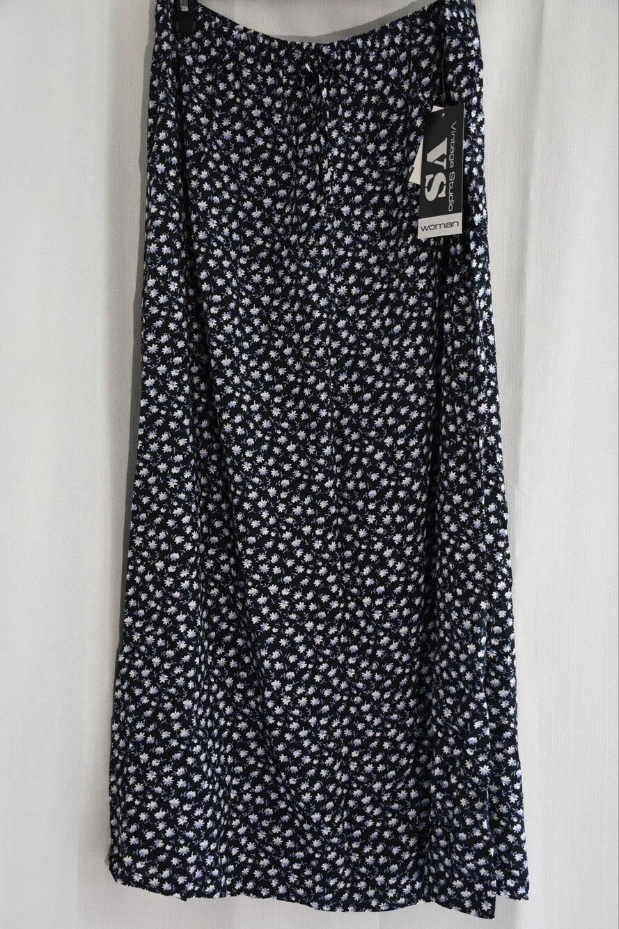 Vintage Studio Skirt Women's Sz 1X Blue Ditsy Floral Cottagecore New With Tags